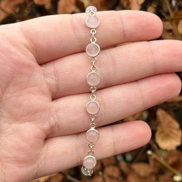 Rozenkwarts Armband - 925 zilver
