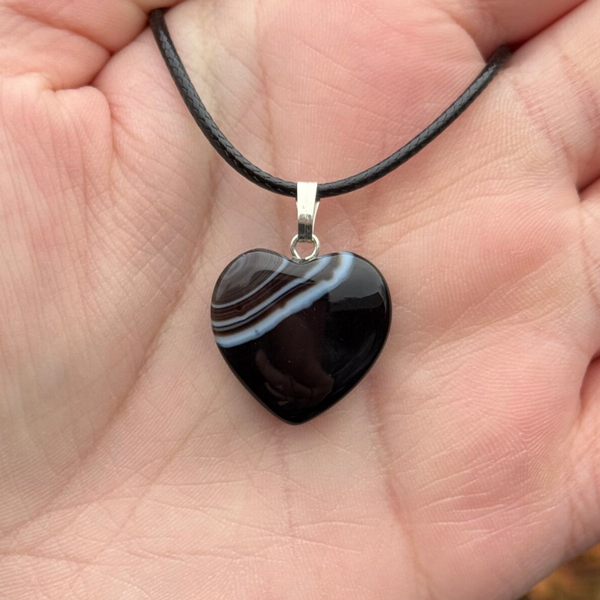 Zwarte Agaat Hartjes Hanger