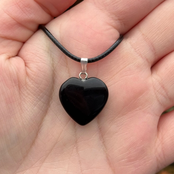 Zwarte Obsidiaan Hartjes Hanger