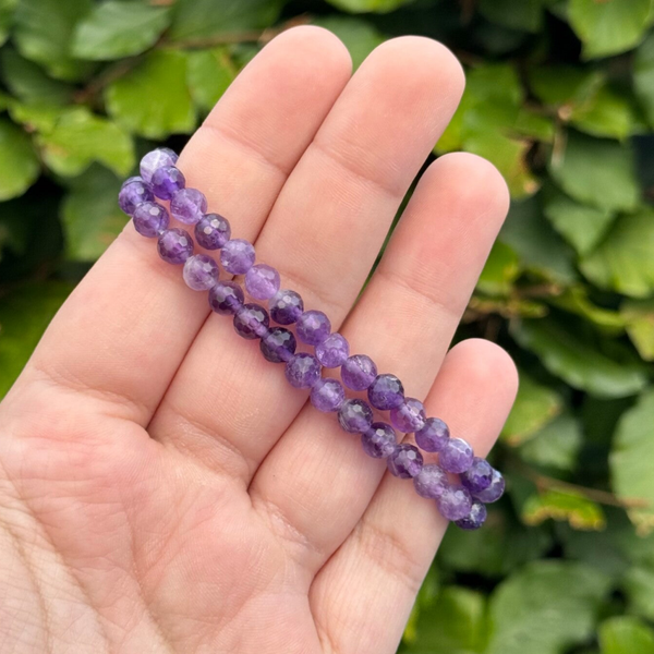 Gefacetteerde Amethist Armband - 6MM