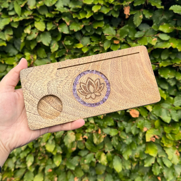 Orakel/tarotkaart Houder Mangohout met Edelsteen