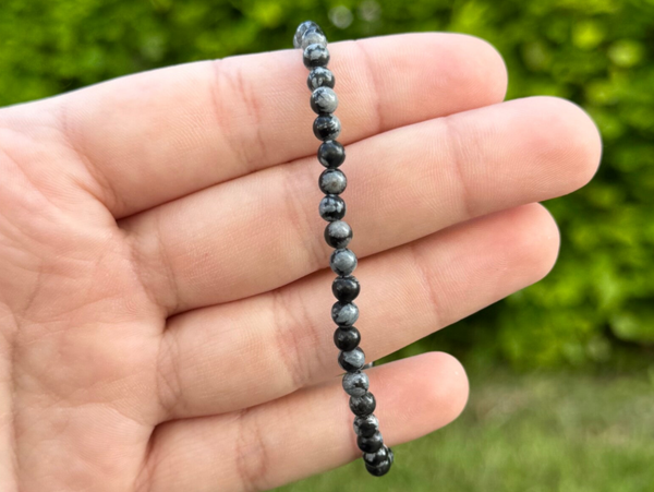 Kogelarmband Sneeuwvlok Obsidiaan - 4mm