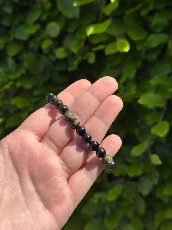 Zilver Obsidiaan Armband - 8MM