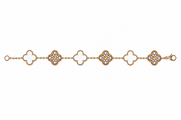 Flora Armband Gold/Weiß - doppelseitig✨