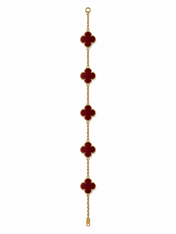 Flora Armband Weinrot/Gold – einseitig ✨