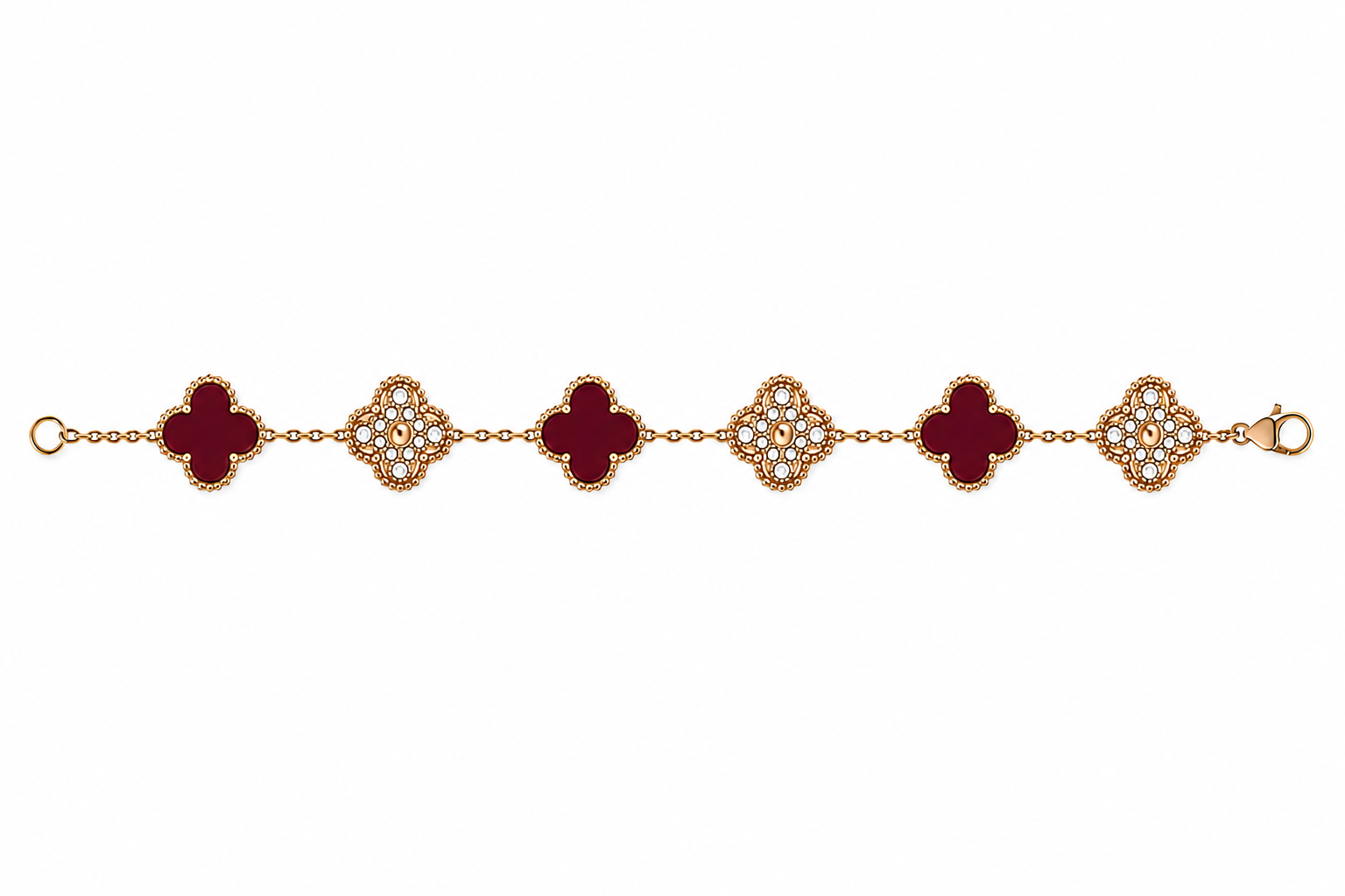 Flora Armband Gold/Weinrot - doppelseitig✨