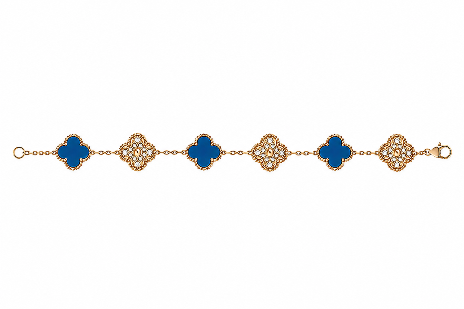 Flora Armband Gold/Blau - doppelseitig ✨