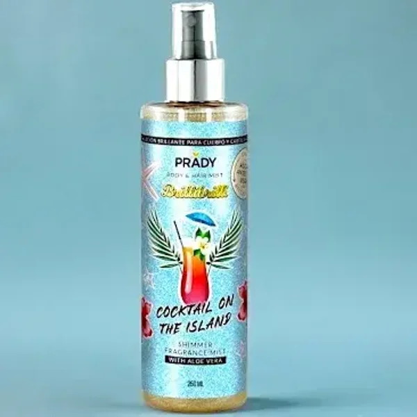 Brume Parfumée Pailletée Corps et Cheveux Cocktail on the island 🍹 – Prady – 250 ml.