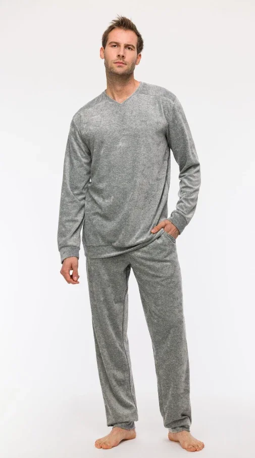 Herenpyjama in zacht velours - X-large