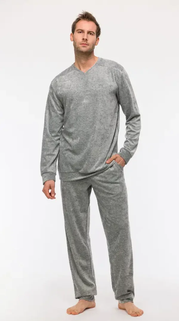 Herenpyjama in zacht velours - X-large