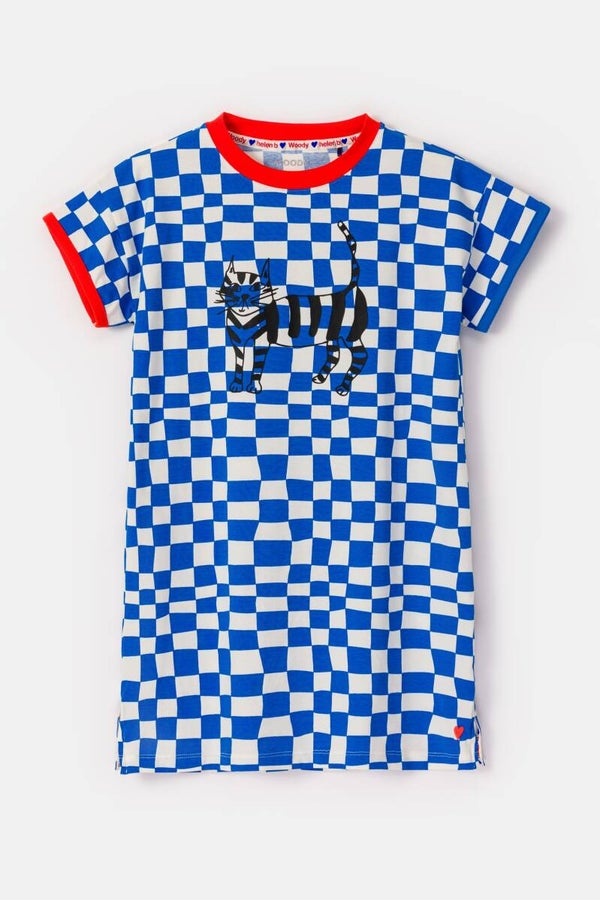 Nachtkleedje met blauwe ruiten, 6 jaar