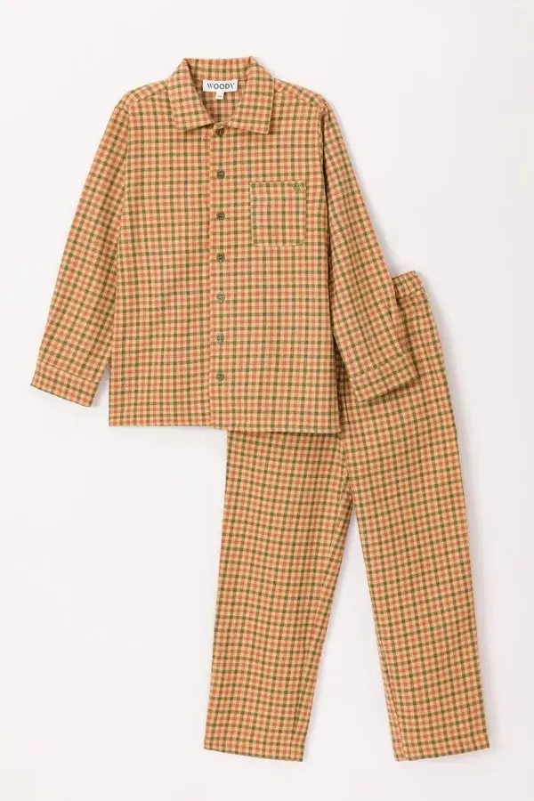 Heren Pyjama groen met beige ruit - X-large