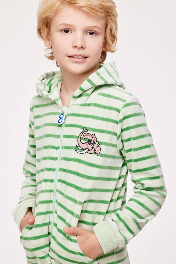 Unisex Onesie muntgroen streep, thema mammoet, 8 jaar