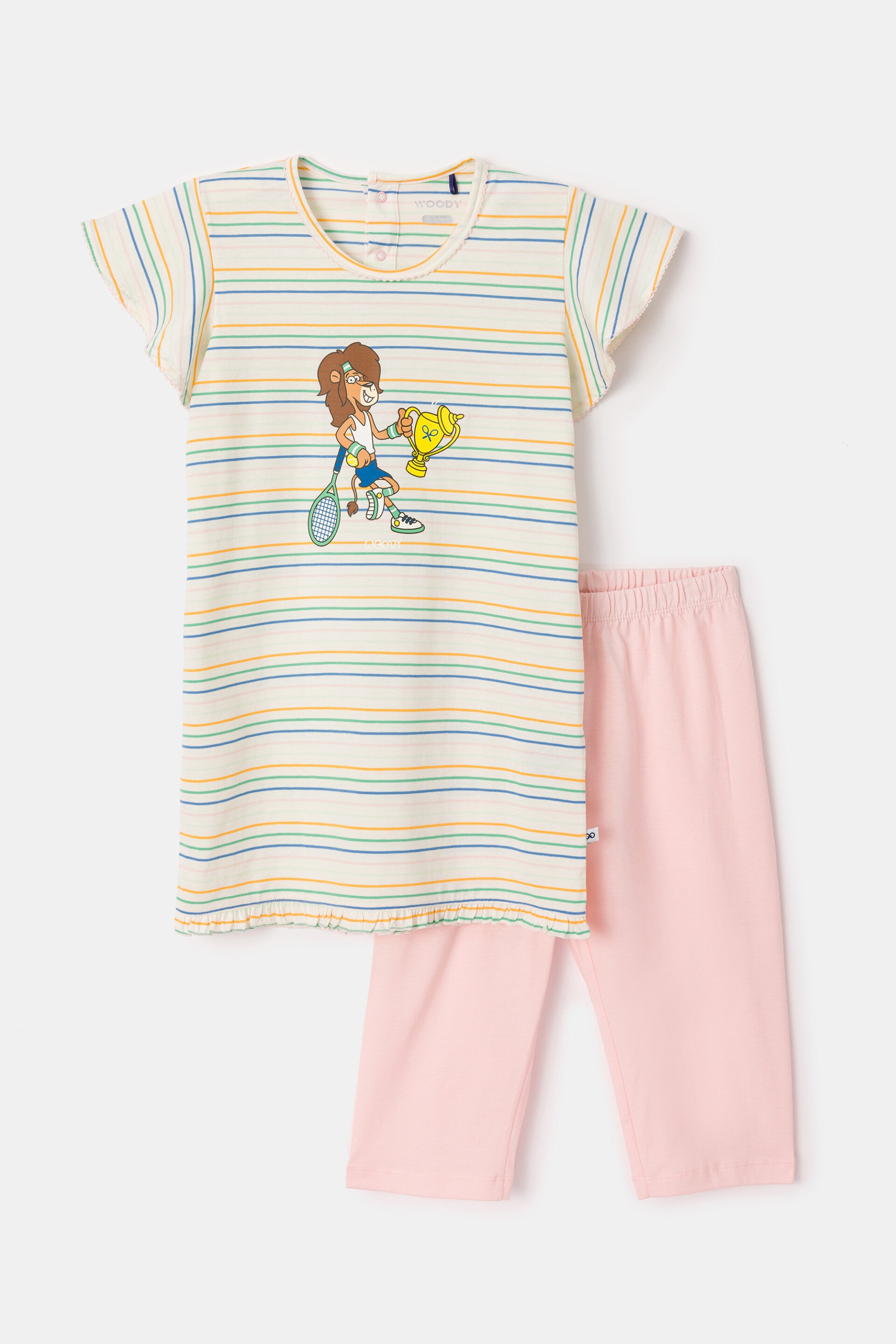 Meisjes-Dames Pyjama multicolor streep, 2 jaar