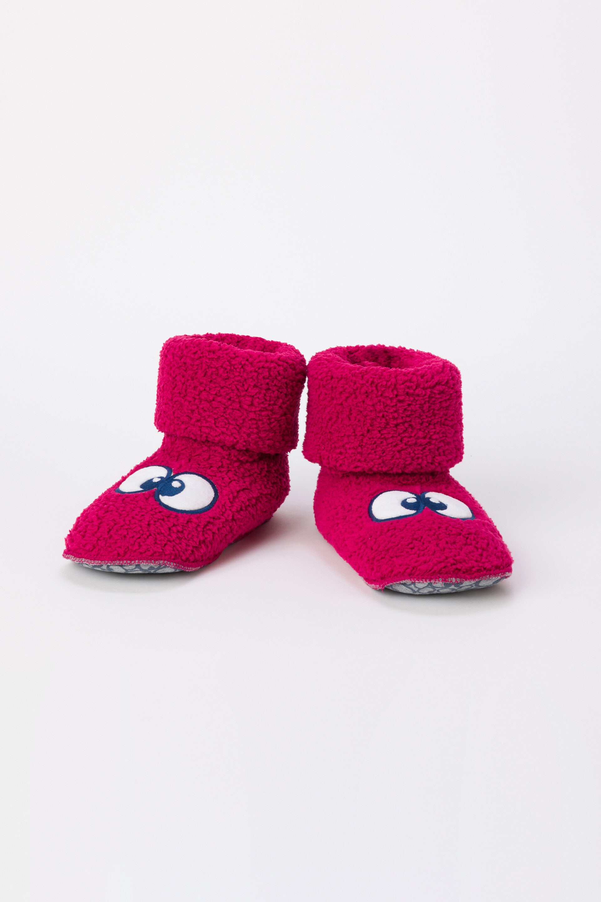 Framboos roze pantoffels met ogen, maat 37-40