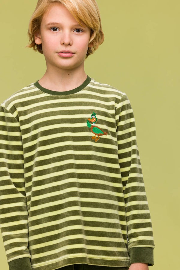 Groene pyjama van velours, 10 jaar