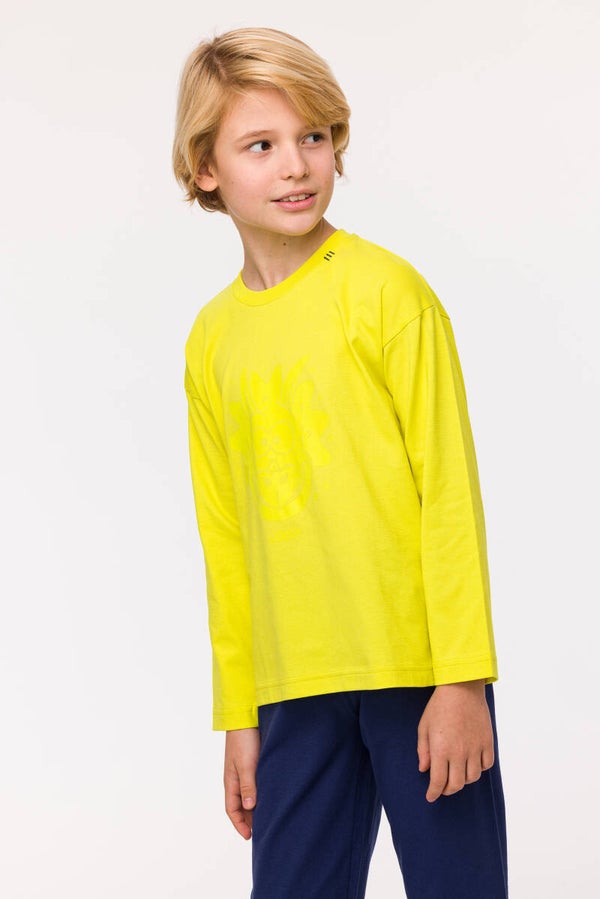 Woody pyjama jongens - felgeel - dino, 12 jaar