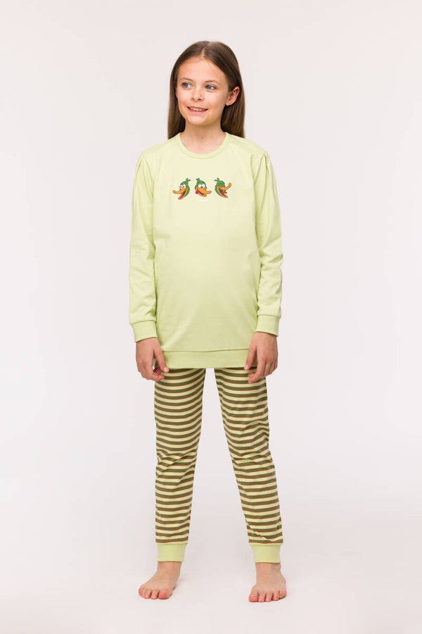 Woody Eend Meisjes Pyjama - lichtgroen, 8 jaar