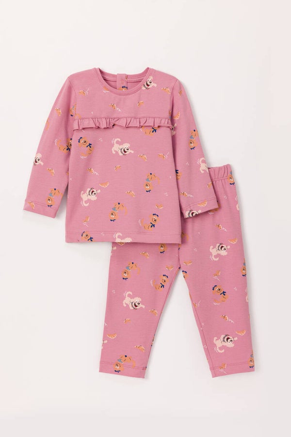Meisjes Pyjama met alloverprint van de labradoodle, 3 maand