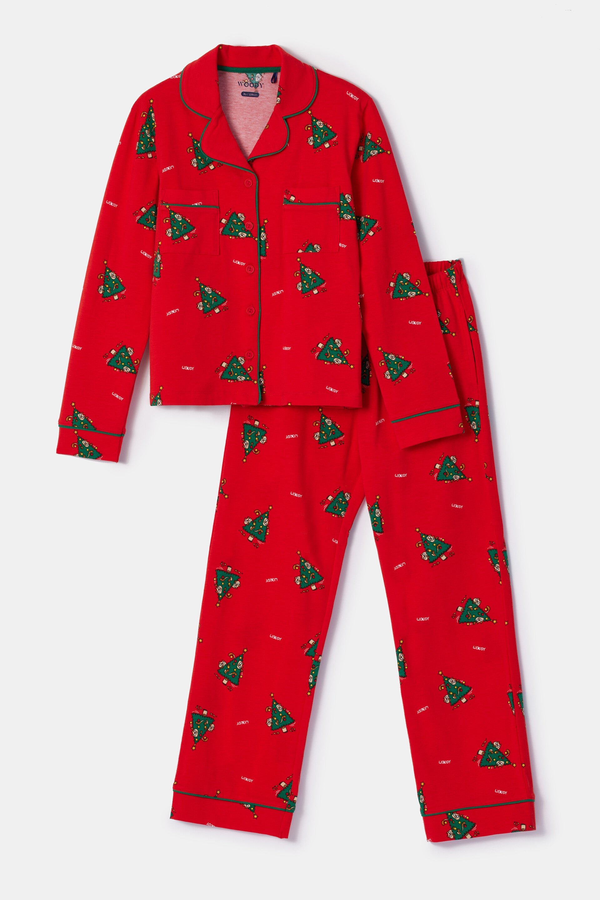 Rode pyjama van katoen met speelse print, large