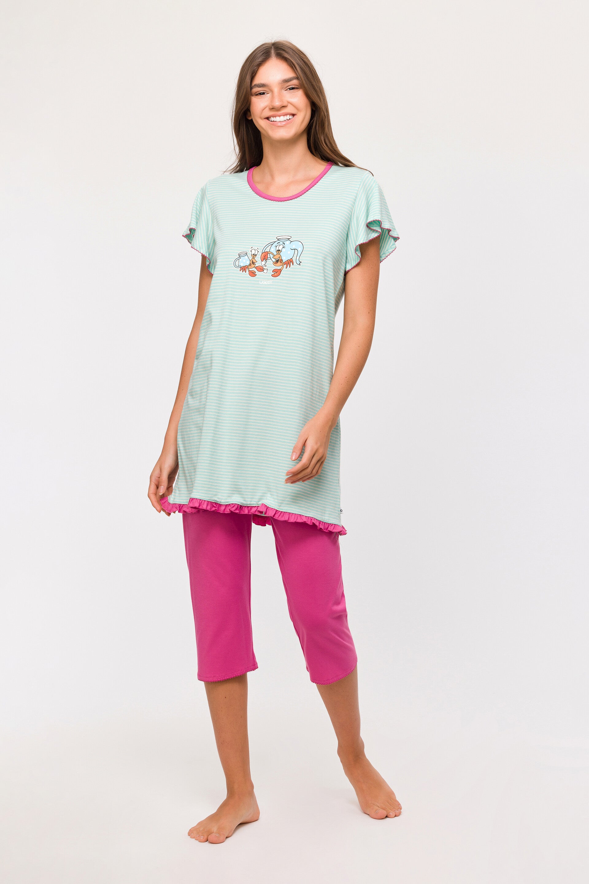 Dames Pyjama lichtblauwe streep - smal