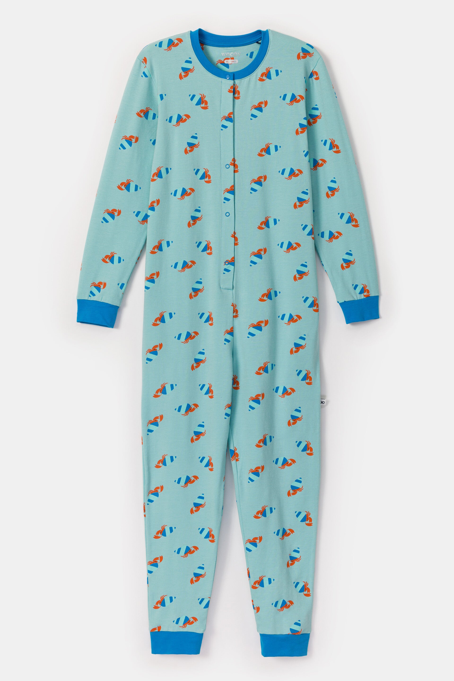Unisex Jumpsuit turquoise kreeften allover print, 4 jaar