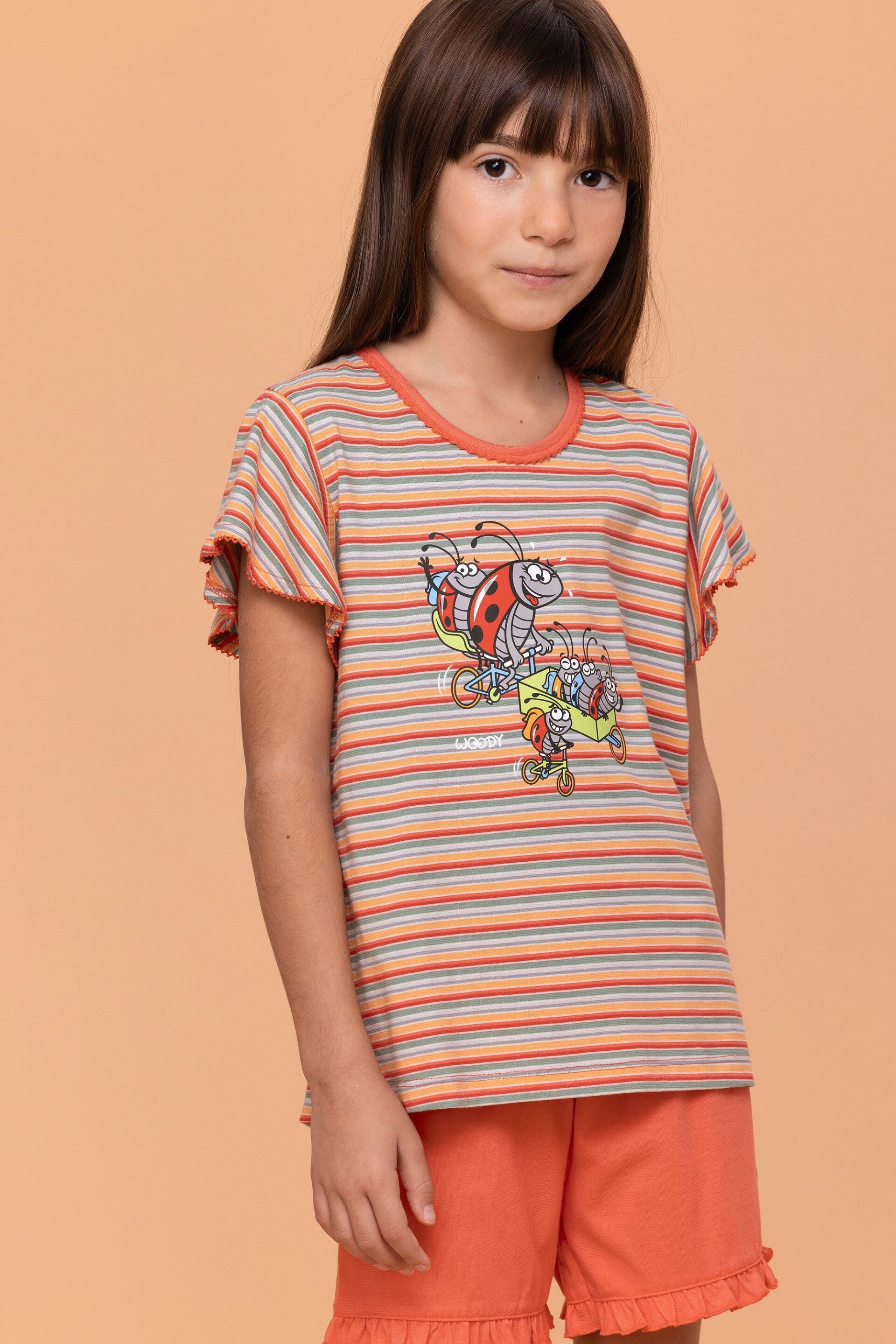 Meisjes-Dames Pyjama multicolor streep, 14 jaar