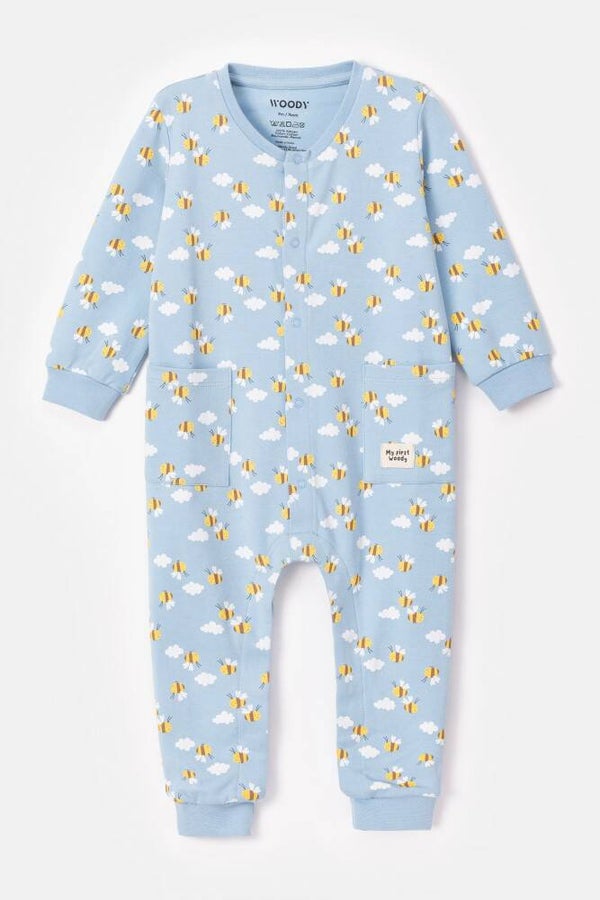 Unisex romper met allover print van de bijtjes, 1 maand