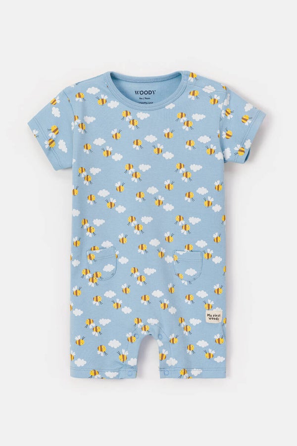 Unisex onesie met korte mouwen bijtjes print, 1 maand