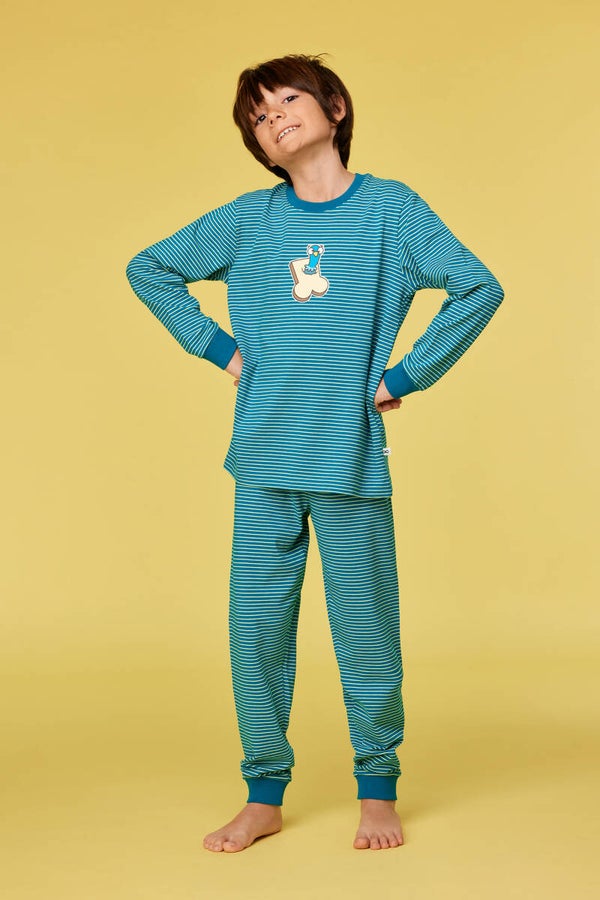 pyjama jongens - groen gestreept - duif - 4 jaar