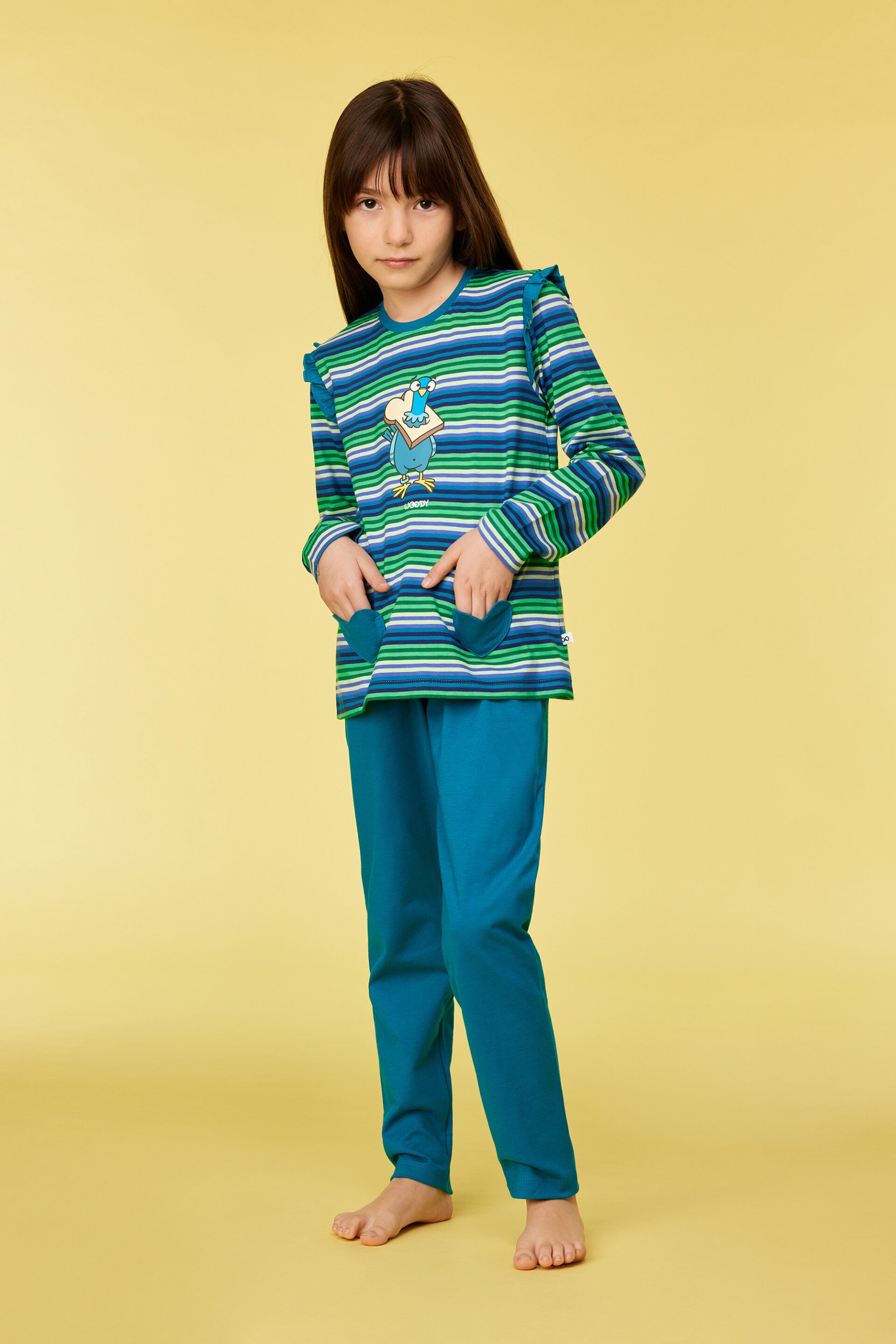 Groen-blauwe pyjama in katoen, 10 jaar