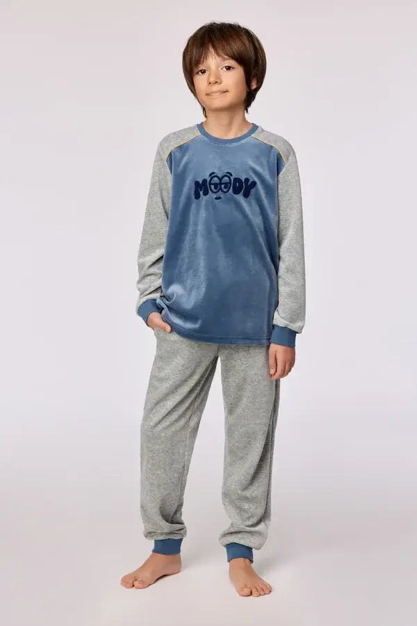 Blauwgrijze pyjama in velours, 12 jaar