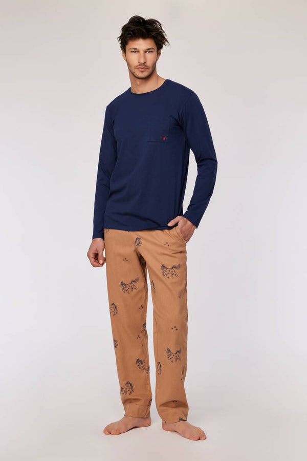 Leuke pyjama met jersey vest en flanellen broek - medium
