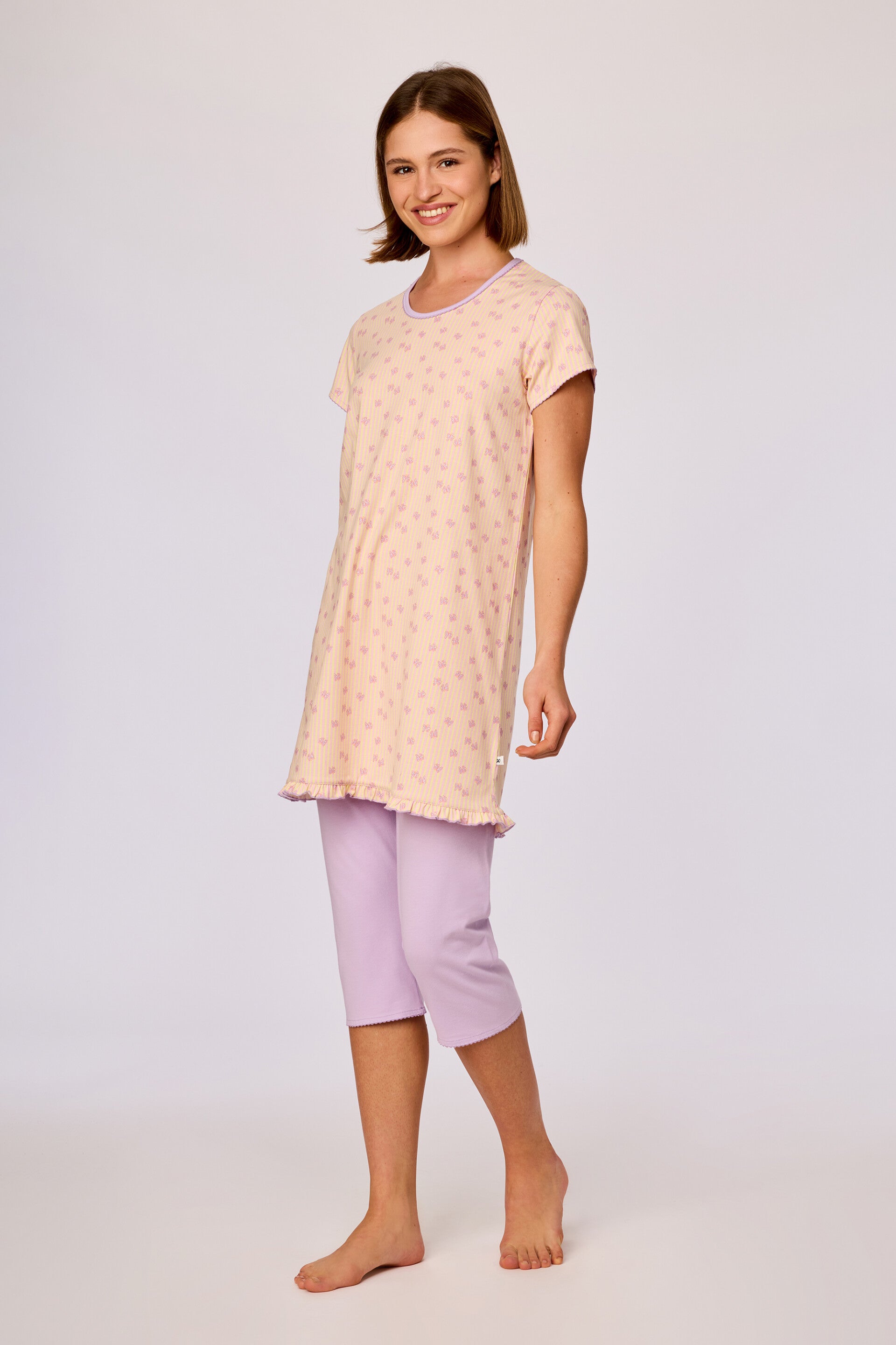 Damespyjama met vlinderprint, smal