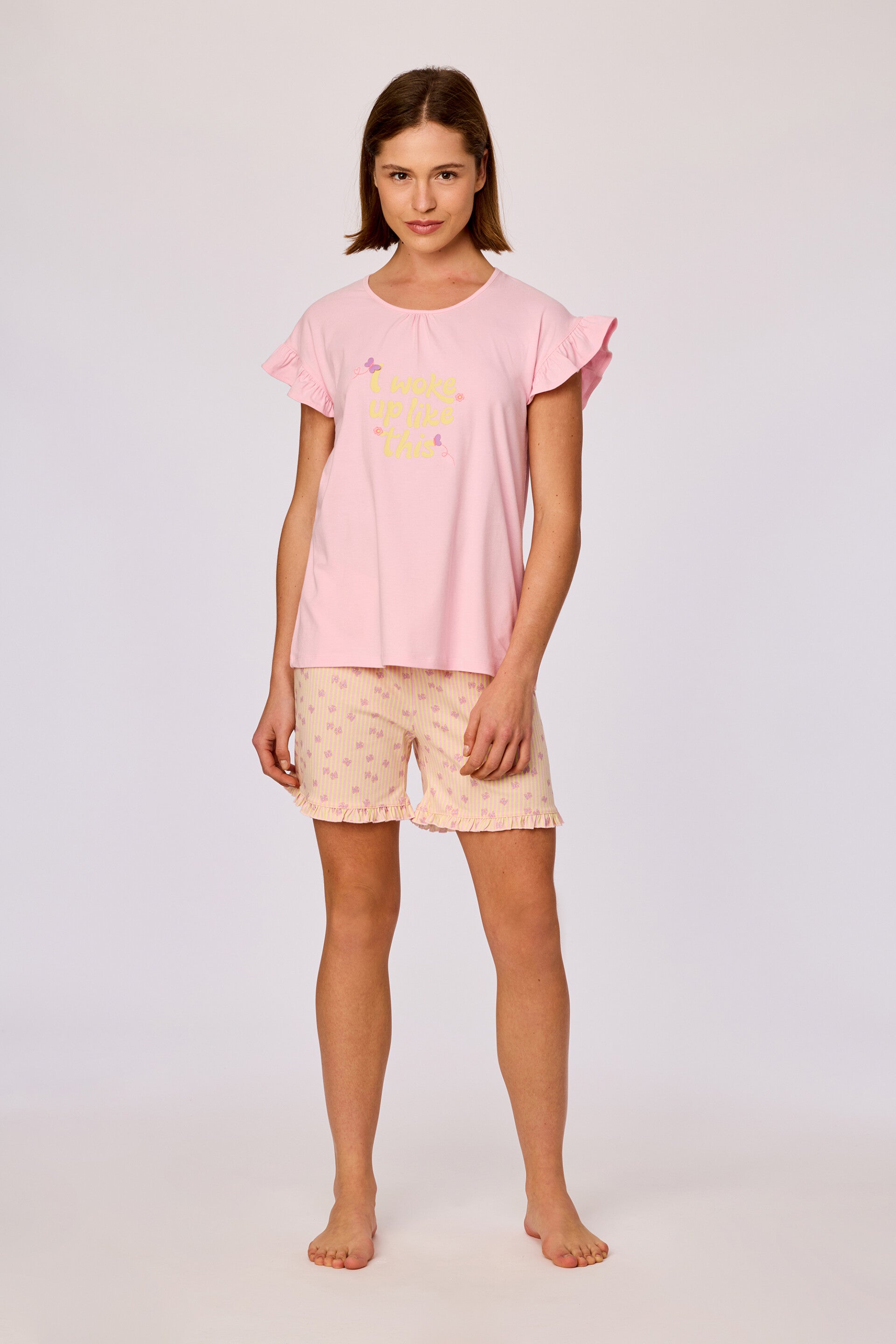 Meisjes-Dames pyjama, lichtroze, medium