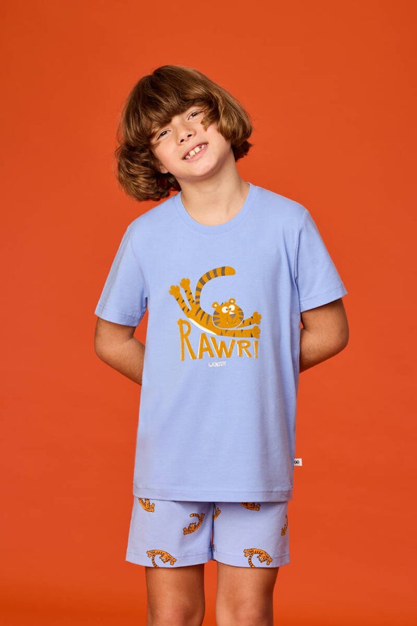 Jongens-Heren pyjama, blauw, 8 jaar