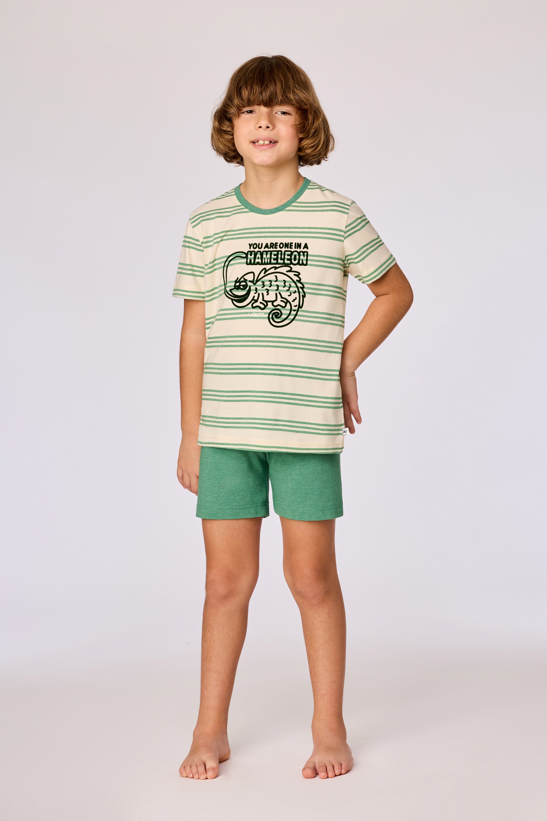 Jongens-Heren pyjama, groen gestreept, 3 jaar