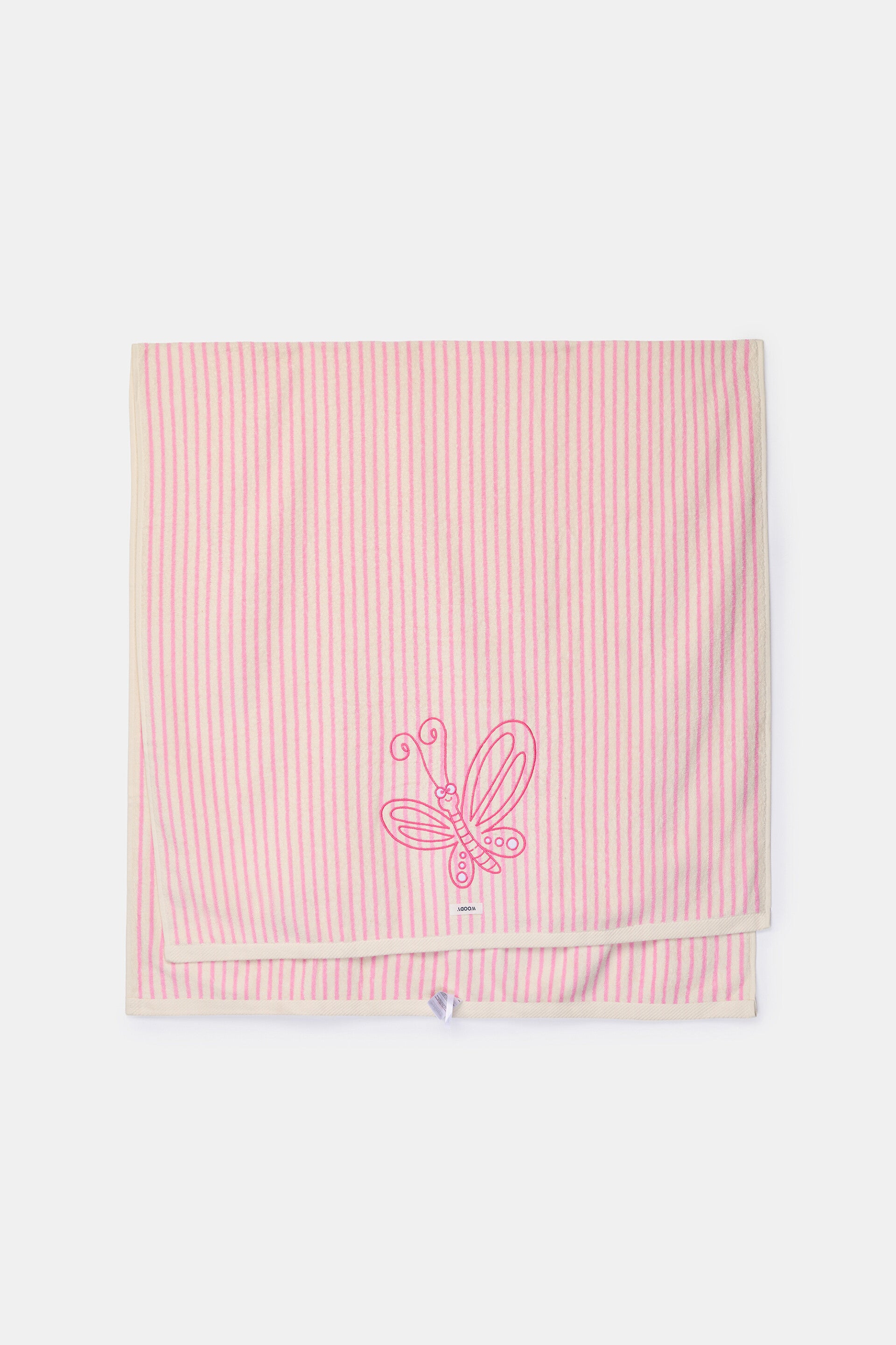 Big beach towel 100x200cm, roze streep