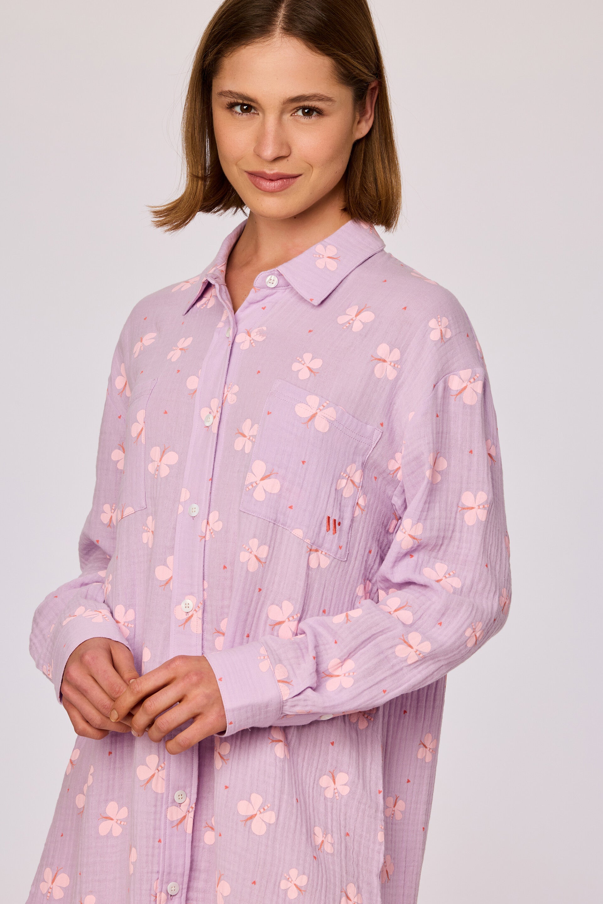Slaapkleedje, lila vlinder print - smal