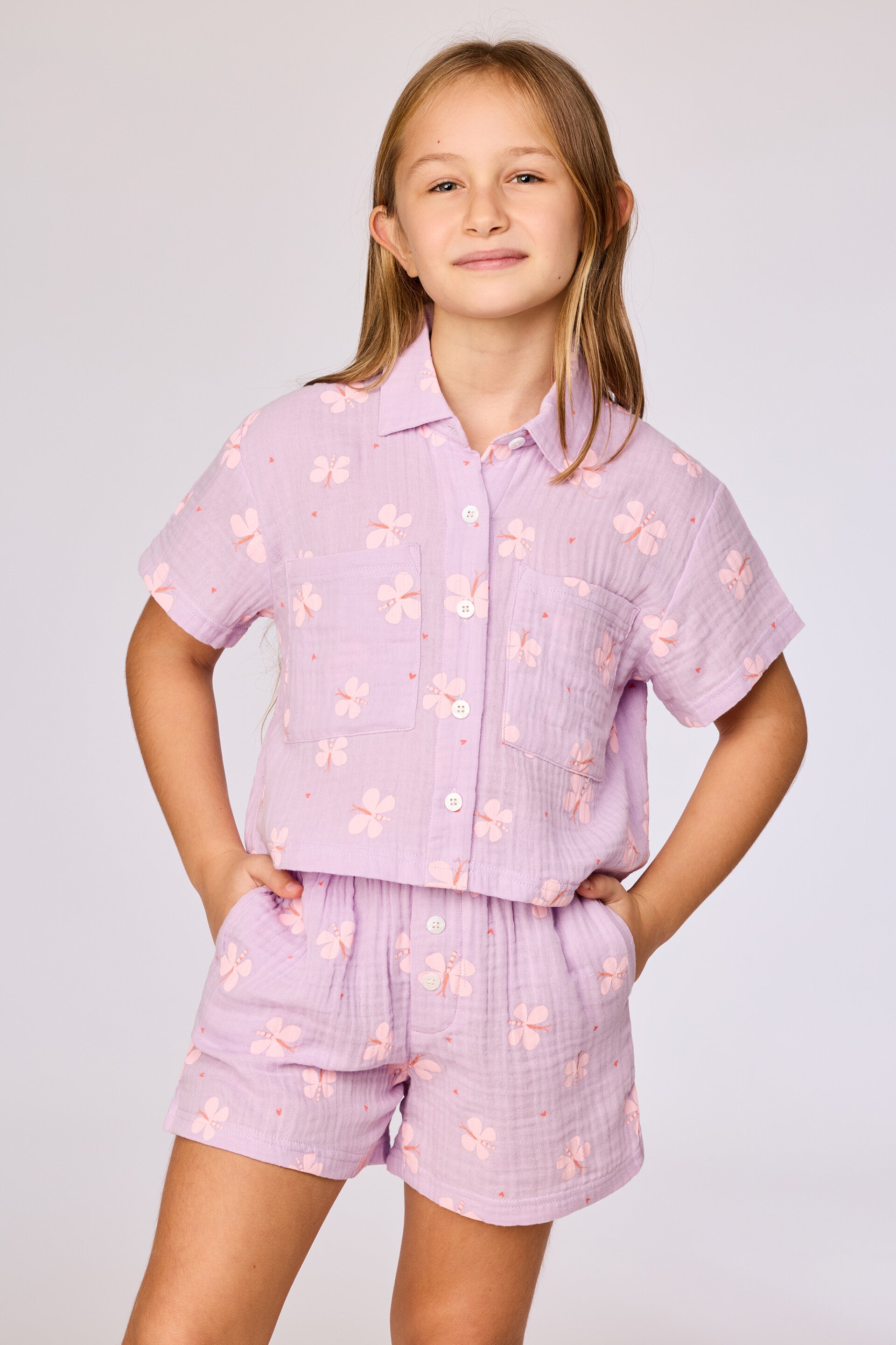 Meisjes-Dames pyjama, lichtroze - 14 jaar