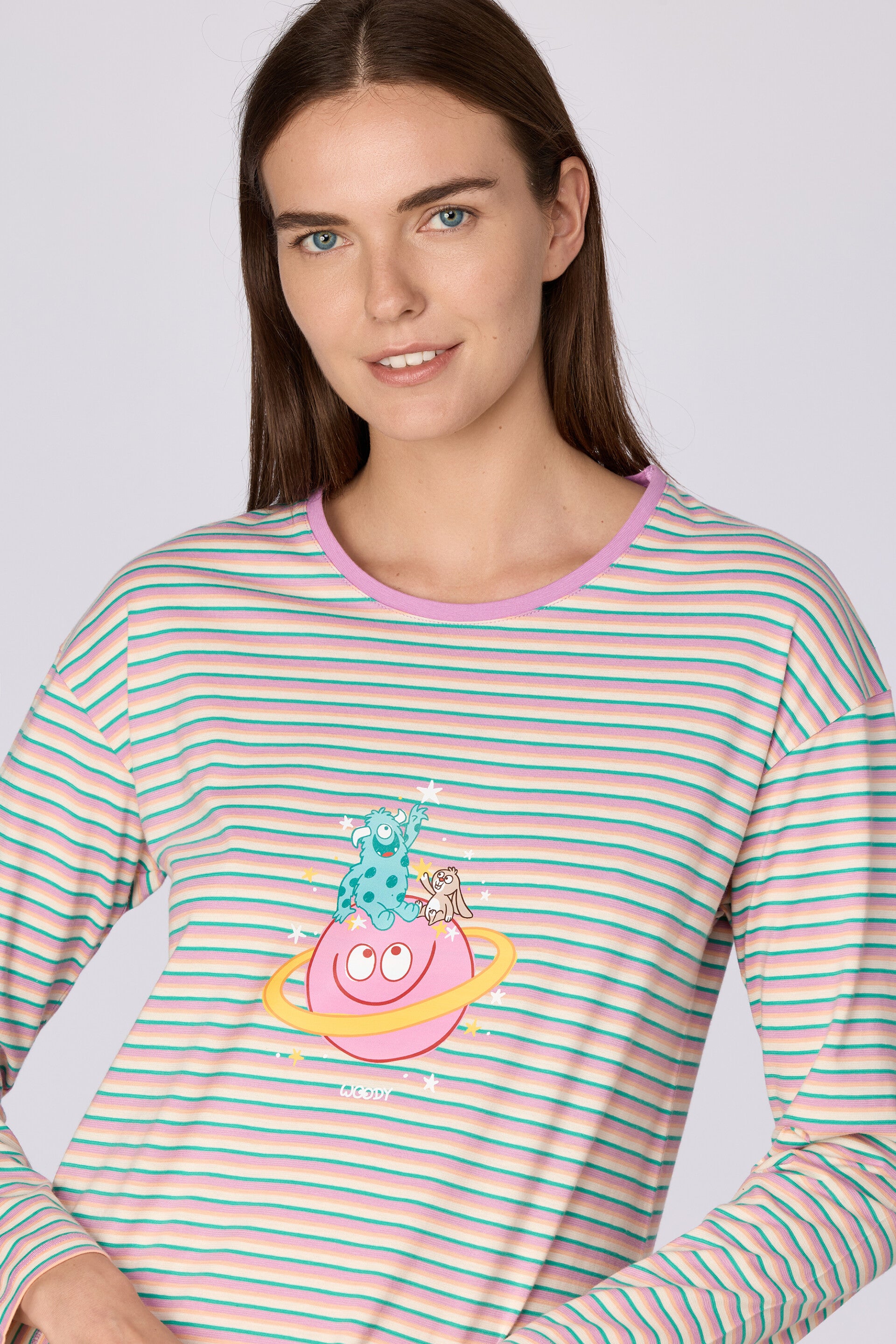 Meisjes-Dames pyjama, multicolor streep - smal