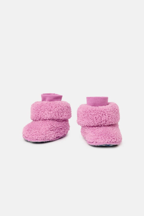 Roze pantoffels van teddy fleece - 6-12 maand
