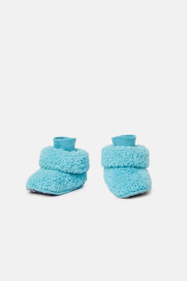 Blauwe pantoffels van teddy fleece - 12-24 maand