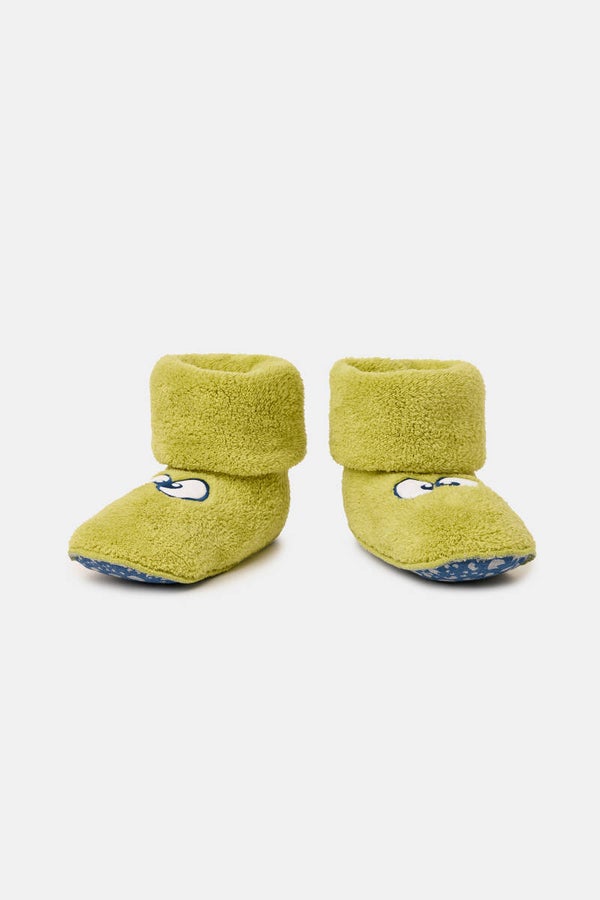 Groene pantoffels met ogen, maat 30-34