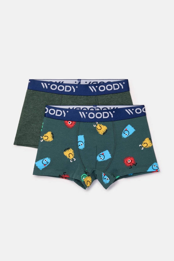 Set jongens boxer, alien print + groen - 2 jaar
