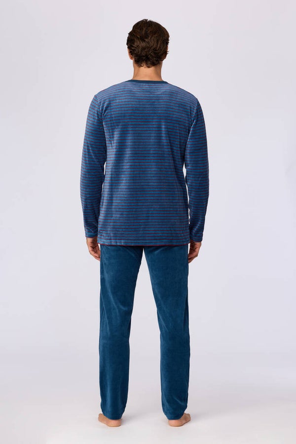 Blauwe pyjama in zacht velours - medium (wordt binnenkort geleverd, bestel nu reeds)