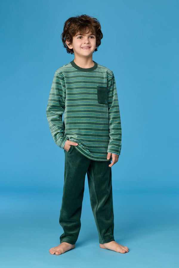 Groene pyjama in zacht velours - 16 jaar (wordt binnenkort geleverd, bestel nu reeds)