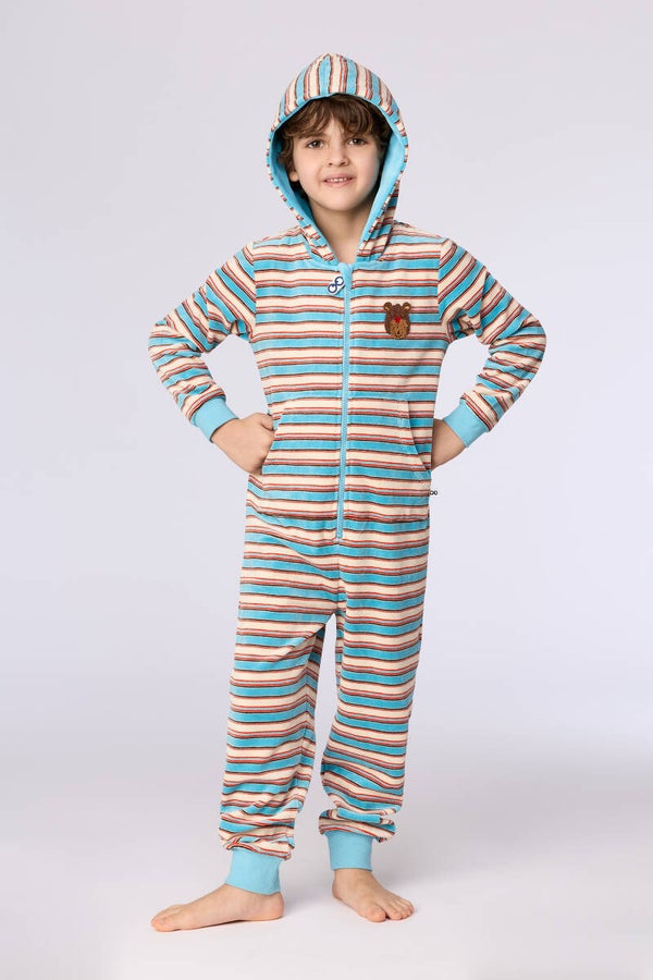 Prachtige gestreepte onesie in velours, 4 jaar (wordt binnenkort geleverd, bestel nu reeds)