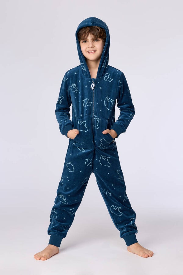 Prachtige onesie in velours, alloverprint, 10 jaar (wordt binnenkort geleverd, bestel nu reeds)