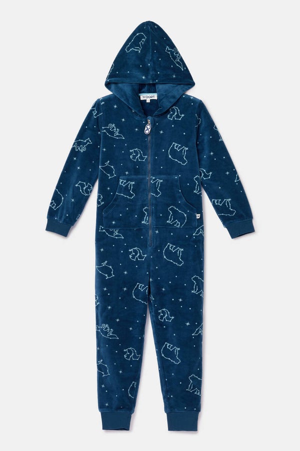 Prachtige onesie in velours, alloverprint, large